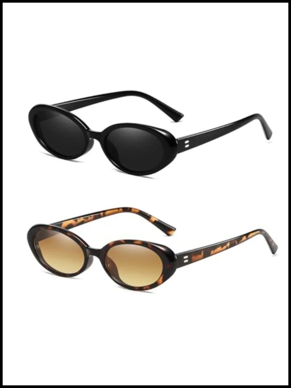 Vintage Small Oval Sunglasses Cat Eye 90s UV400 Protection Lightweight Shades